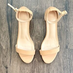 Azazie Women's One-Strap Buckle Block Heel Sandals - Nude - 8.5